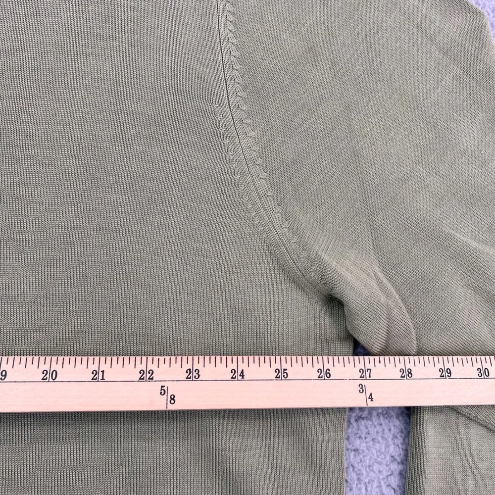 Brooks Brothers Mens XXL V-Neck Sweater Silk Cotton Blend Olive Green L/S